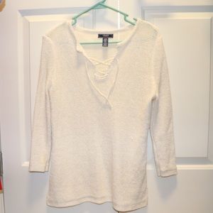 Light weight sweater lace up front